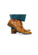 Thumbnail Derbies en cuir marron avec détails bleus un talon plat et lacets ronds
