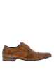 Thumbnail Derbies en cuir marron avec détails bleus un talon plat et lacets ronds - Image 2