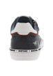 Thumbnail Baskets basses tennis bleu marine avec des lacets plats blancs et un zip latéral - Image 6