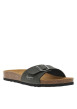 Thumbnail Mules kaki avec une boucle à ardillon métallique argentée et logo - Image 3