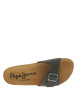 Thumbnail Mules kaki avec une boucle à ardillon métallique argentée et logo - Image 4