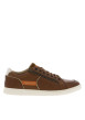 Thumbnail Baskets basses tennis en cuir cognac avec lacets plats et zip sur l'extérieur