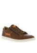 Thumbnail Baskets basses tennis en cuir cognac avec lacets plats et zip sur l'extérieur - Image 3