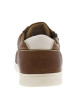 Thumbnail Baskets basses tennis en cuir cognac avec lacets plats et zip sur l'extérieur - Image 6