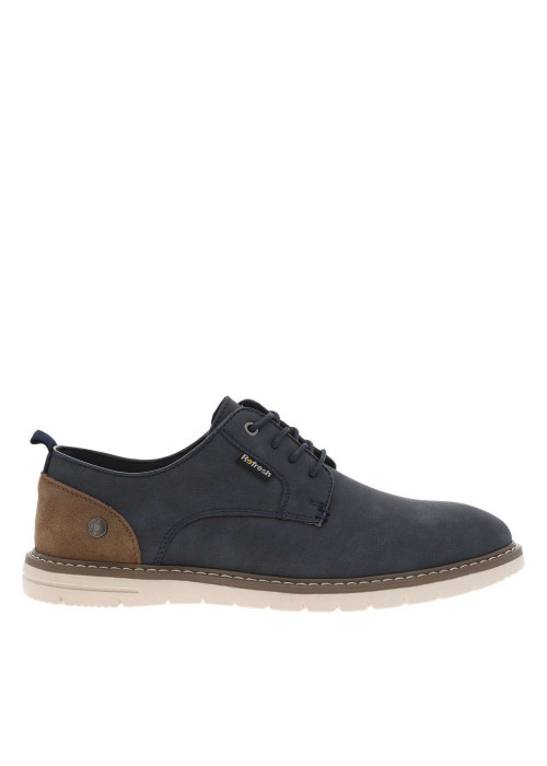 Baskets basses en cuir bleu marine et marron...