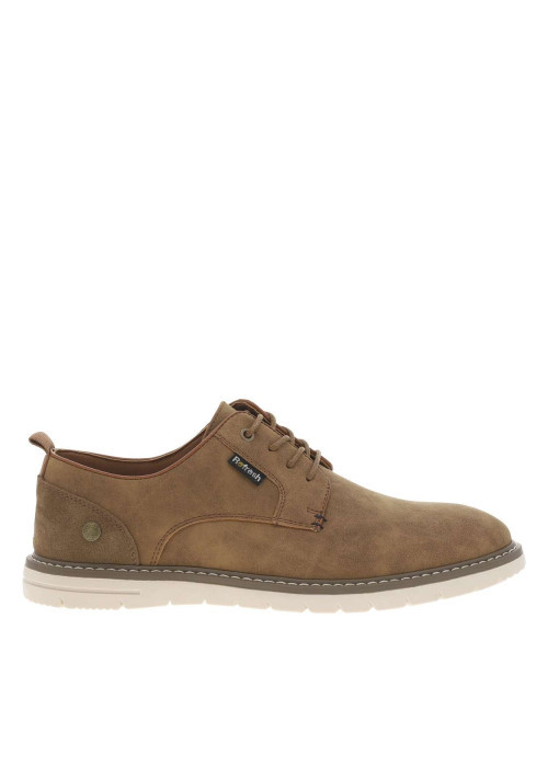 Baskets basses en cuir caramel avec trépointe contrastante et lacets ronds