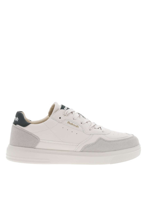 Baskets basses tennis vertes, grises et blanches avec des lacets plats