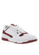Thumbnail Baskets basses tennis en cuir bordeaux et blanches avec des lacets plats - Image 3