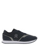Thumbnail Baskets basses running en cuir bleu marine avec lacets plats et monogramme