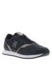 Thumbnail Baskets basses running en cuir bleu marine avec lacets plats et monogramme - Image 3