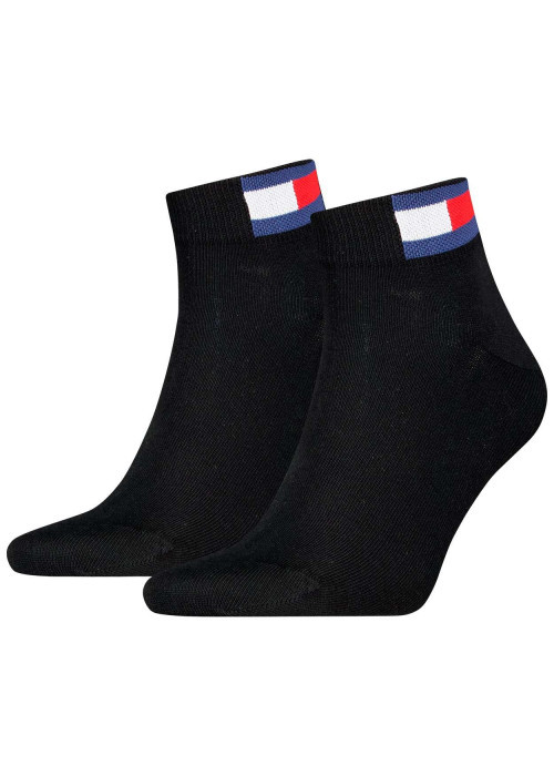 Lot de 2 paires de chaussettes en coton mélangé noires unies coupe courte