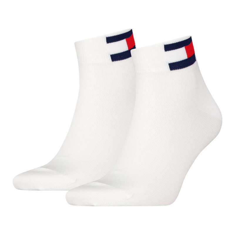 Tommy Jeans - Lot De 2 Paires De Chaussettes En Coton Mélangé Blanches Unies Coupe Courte - Blanches Tommy Jeans - Lot De 2 Paires De Chaussettes En Coton Mélangé Blanches Unies Coupe Courte - Blanches