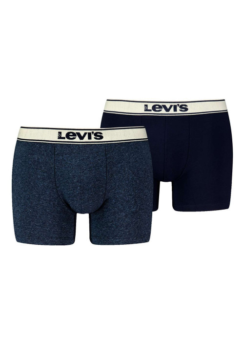 Lot de 2 Boxers en coton marine imprimés avec une coupe fermée