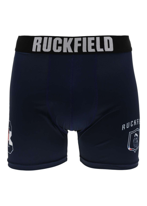 Boxer marine uni avec une coupe fermée et une taille élastiquée