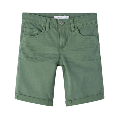 Bermuda en coton kaki uni avec une coupe slim...