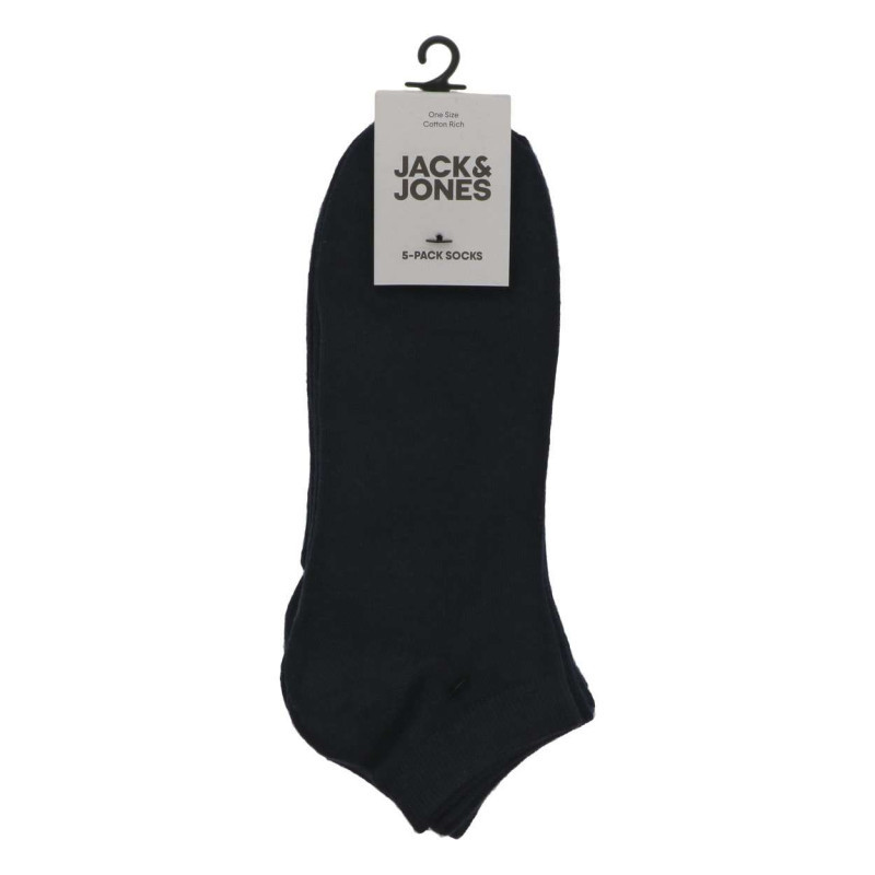 Jack & Jones - Lot De 5 Paires De Socquettes En Coton Mélangé Marines Unies Avec Logo Blanc - Marine Jack & Jones - Lot De 5 Paires De Socquettes En Coton Mélangé Marines Unies Avec Logo Blanc - Marine