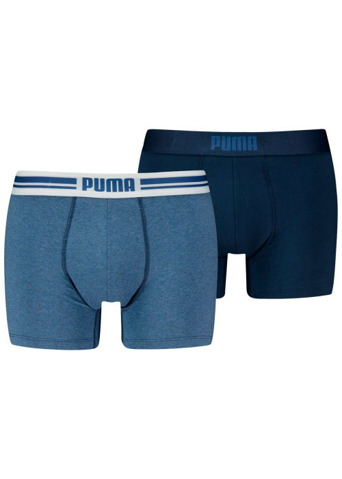 Lot de 2 boxers en coton bleu unis avec ceintures différentes et logo