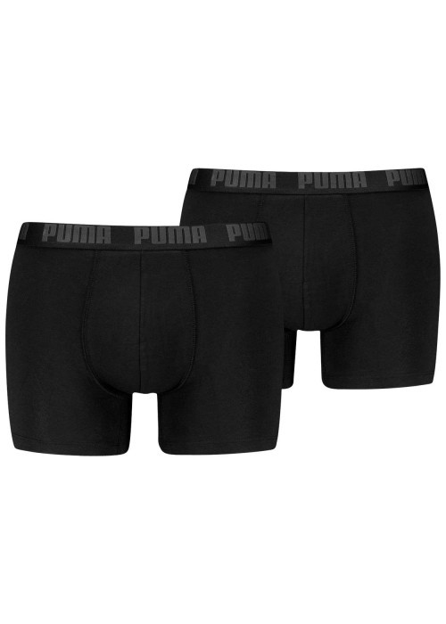 Lot de 2 en coton boxers de couleur noir unis avec nom de la marque sur l'élastique