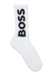 Thumbnail Chaussettes hautes en coton mélangé blanches unie avec gros logo noir