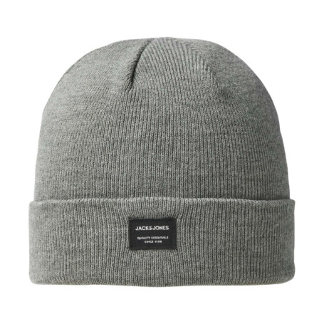 Bonnet gris uni avec un revers large et une...
