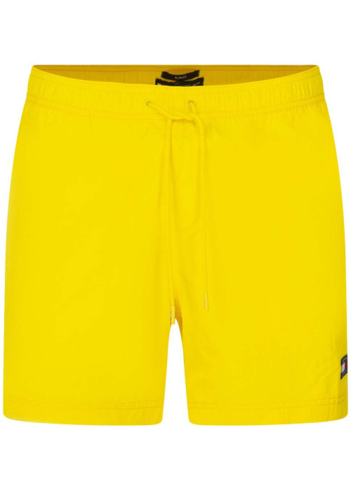 Short de bain jaune uni à coupe slim fit et à taille intermédiaire