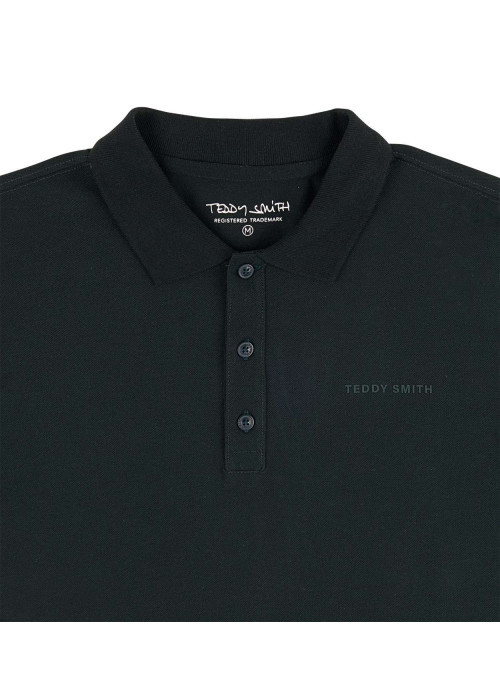 Polo en coton vert uni avec une coupe droite et le nom de la marque