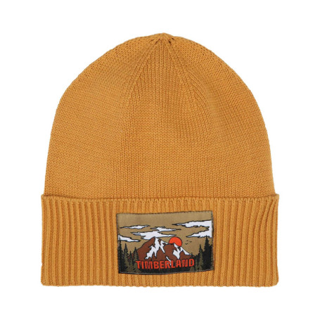Bonnet en coton ocre uni avec un revers et le...