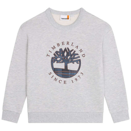 Sweat en coton mélangé gris uni avec une coupe...