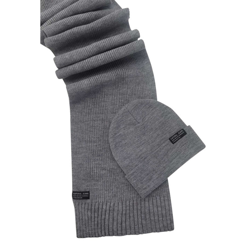 Kaporal - Coffret Bonnet Et écharpe Gris Unis à Revers Et Avec Une Coupe Longue - Grise Kaporal - Coffret Bonnet Et écharpe Gris Unis à Revers Et Avec Une Coupe Longue - Grise
