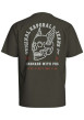 Thumbnail T-shirt en coton kaki à imprimé floqué avec une coupe droite et un col rond - Image 2