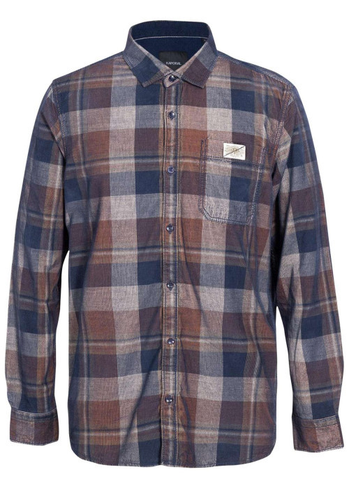 Chemise en coton à carreaux multicolores à coupe droite et un col français
