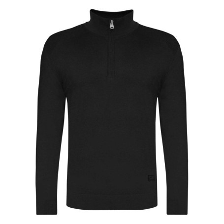 Pull noir uni avec une coupe droite et un col...