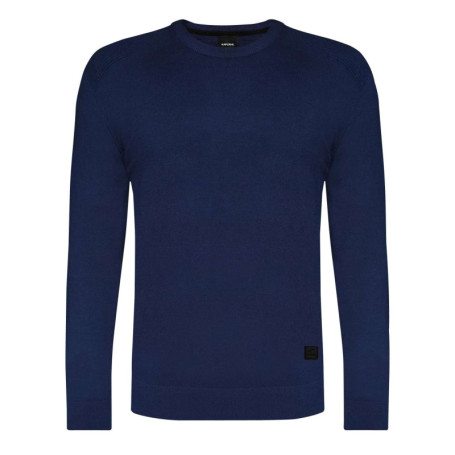 Pull marine uni avec une coupe droite un col...