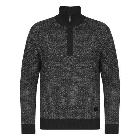 Pull en coton noir chiné avec une coupe droite...