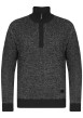 Thumbnail Pull en coton noir chiné avec une coupe droite et un col camionneur demi-zip