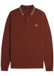 Thumbnail Polo en maille piquée camel à col à revers boutonné et à manches longues