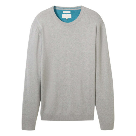 Pull en coton gris uni avec une coupe droite un...