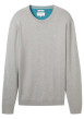 Thumbnail Pull en coton gris uni avec une coupe droite un col rond et logo brodé