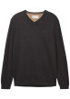 Thumbnail Pull en coton anthracite uni avec une coupe droite et un col en V