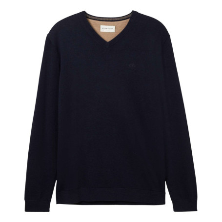 Pull en coton marine uni avec une coupe droite...