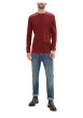 Thumbnail Pull en coton bordeaux uni avec une coupe droite et un col rond - Image 4