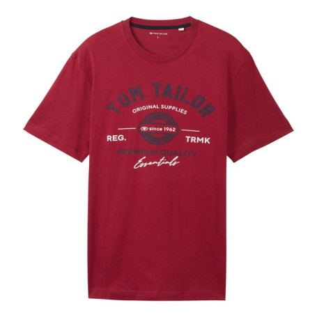 T-shirt en coton bordeaux imprimé avec une...