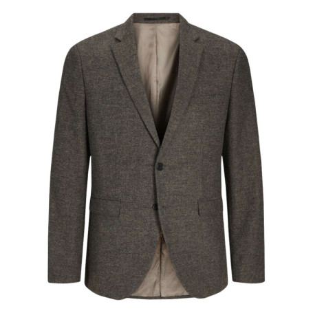 Blazer en laine mélangée anthracite chiné à...