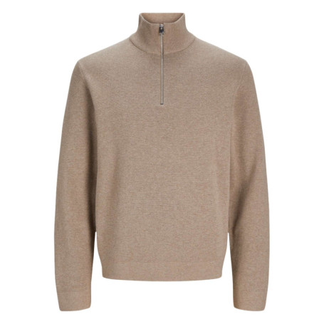 Pull en coton biologique mélangé beige chiné à...