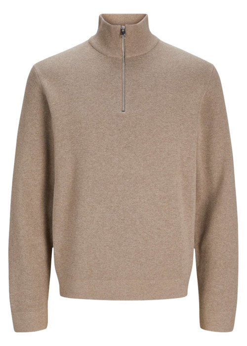 Pull en coton biologique mélangé beige chiné à...