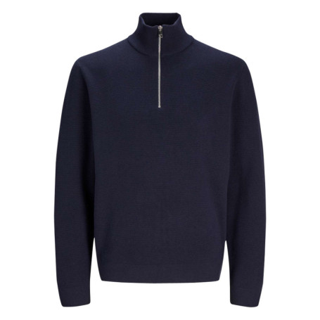 Pull en coton biologique mélangé marine uni à...
