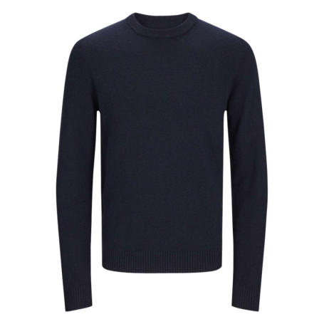 Pull en laine d'agneau marine uni avec une...