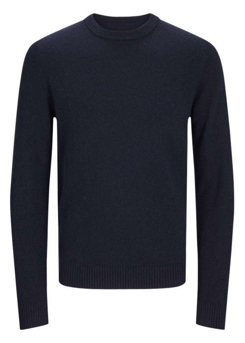 Pull en laine d'agneau marine uni avec une...