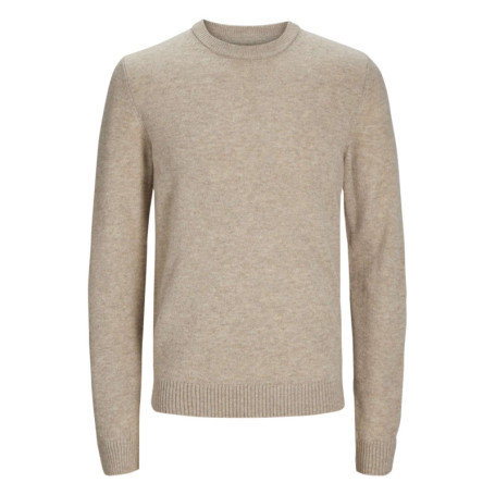 Pull en laine d'agneau beige chiné avec une...