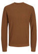 Thumbnail Pull en coton camel uni effet texturée avec une coupe droite et un col rond